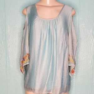 ❤️ VaVa mint, aqua, teal, cold shoulder embroidered
